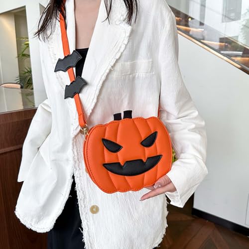 Halloween Crossbody Bag PU Leather Pumpkin Purse Novelty Ghost Shoulder Bag Horror Halloween Funny Handbag4