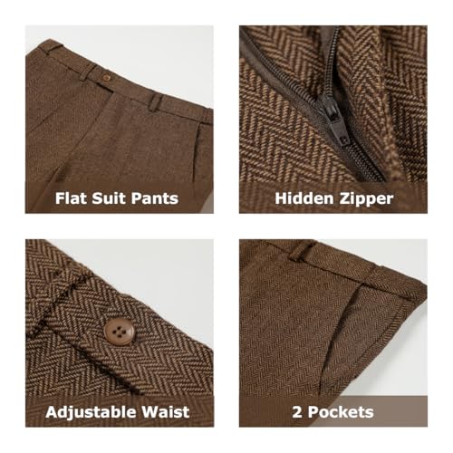 Boys Pants Slim Fit Tweed Suit Casual Sports Solid Color Formal Suit Pant for Boy Kids Wedding School2