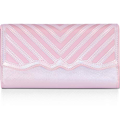 Toplive Wallet for Women,Large Capacity RFID Blocking Trifold Women’s Wallet Card Holder Clutch Organizer, Pink