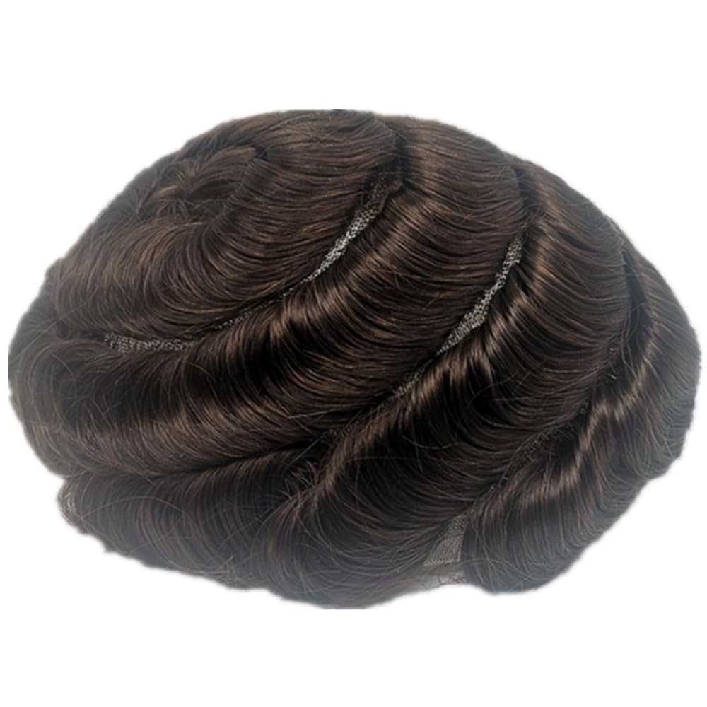 Natural wave human hair Toupee for mens pieces NLW European hair replacement system for men Hollywood 10x8" base size hairs prosthesis patch units implant for men Off black color #1b
