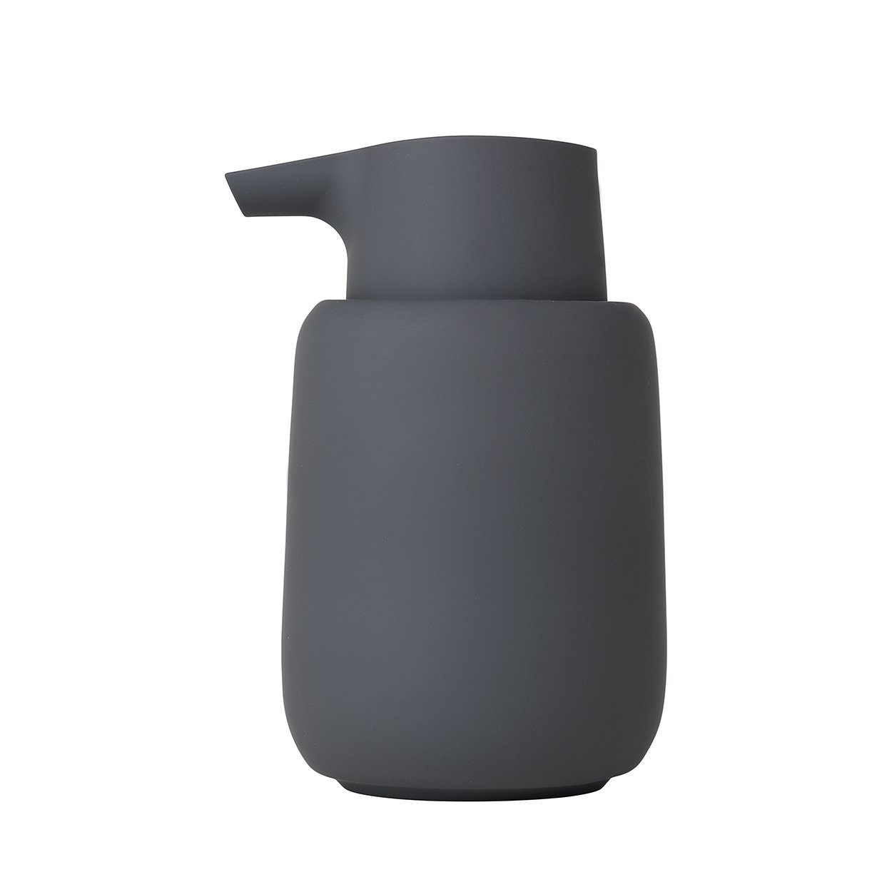 blomus Sono Soap Dispenser 250 ml Ceramic Hand Soap Dispenser in Dark Grey Diameter 8 x 14 H cm Colour Magnet Liquid Soap Dispenser with Pump Head