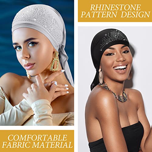 Image of Geyoga 6 Pcs Chemo Headwear for Women Pre-tied Head Scarf Headwrap, Elegant | Sequin Pre Tied Head Wraps, Stretchy Turban Cap, Cancer Patients, Daily Wear