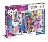 Puzzle bambini 104 maxi pezzi Clementoni My Little Pony Supercolor Pony-104 pezzi-Made in Italy, 4 anni, cartoni animati, puzzle animali bambini, Multicolore, Medium, 23763