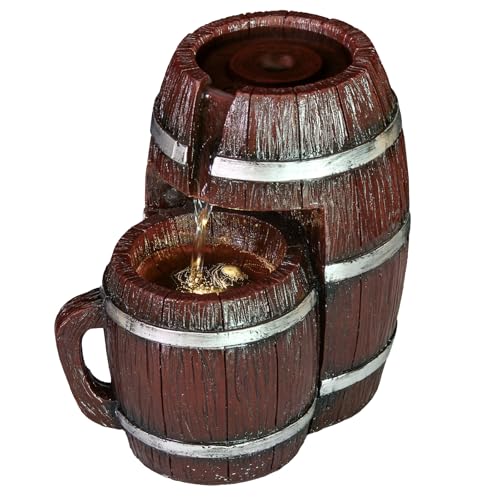 WZAPPKEW Tabletop Fountain Indoor Barrel and Mug Theme Desk Fountain
