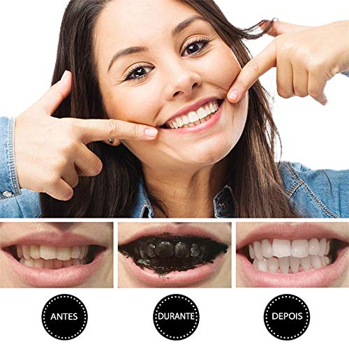 Branqueador de Dentes em Pó Carvão Ativado Profissional Natural Bambu - Higiene Oral e Limpeza das P
