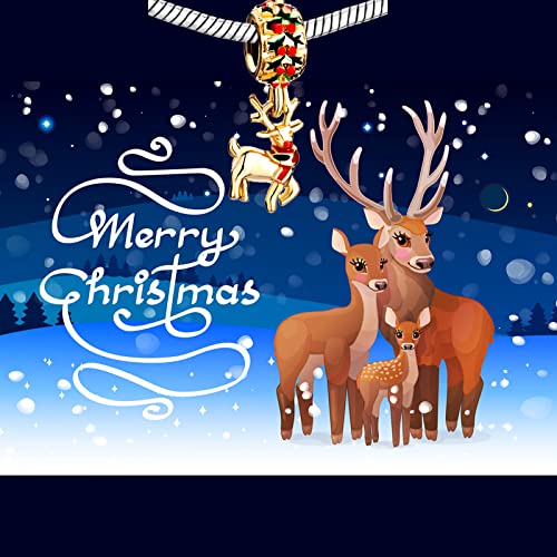 QeenseKc Christmas Penguin Snowman Gingerbread Man Candy Deer Egg Charm for European Bracelet Gift3