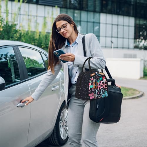 Nurse Lunch Bags for Women Nurse Lunch Box Nursing Medical Theme Insulated Lunchbox Nurses Day Gifts Reusable Cooler Tote Bag for Men & Women Office Travel Picnic Camping - Image 3