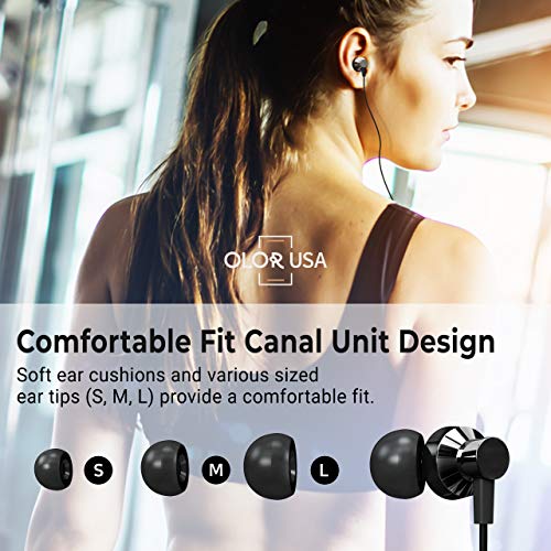 Olor Usa Earbuds Wired Headphones - In-Ear Type C Earphones Noise Isolation Tangle Free Hifi Bass Stereo Built-In Microphone Mic With S/M/L Ear Bud Tips #TOP5