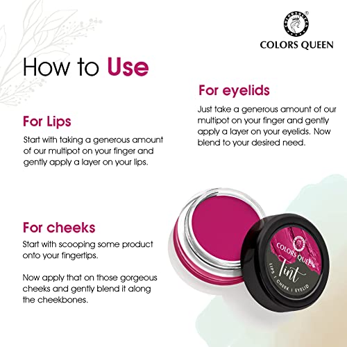 Image of Colors Queen Tint for Cheeks and Lips - Enriched with Vitamin E and Essential Oils | Matte Lip and Cheek Tint for Lips, Cheeks and Eyelids| Vegan and Cruelty Free Lip Tint for Women (05 - Kiss On Fire)