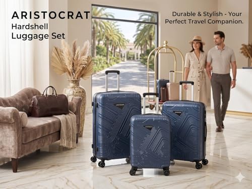 Image of Aristocrat Hard Shell Luggage Set of 3 | Cabin, Medium & Large Suitcase Set | 360 Spinner Wheels | Lightweight Travel Trolley Bags | Scratch Resistant Check-in & Cabin Luggage |
