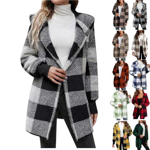 Womens Long Flannel Shacket Casual Plaid Cardigan Jacket Loose Long Sleeve Fall Winter Warm Coat Fashion Clothes 2025