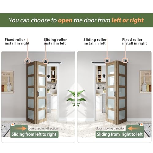 Image of FREDBECK Bifold Barn Doors 48X84(Double 24x84) with 5 Panels Frosted Glass