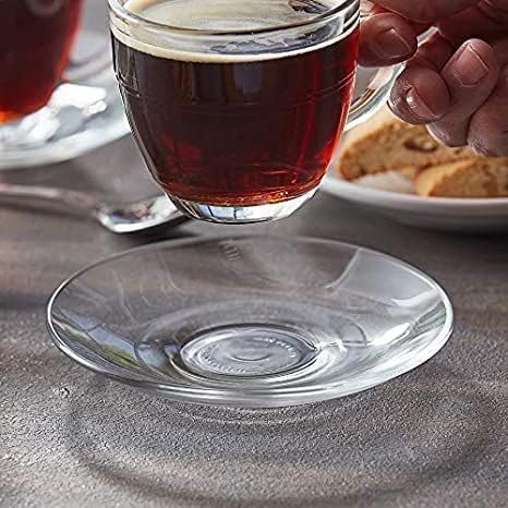 Image of Premium Classic Clear Glass Saucer Set of 6 Only Saucers Without Cup for Serving Tea Coffee Snacks, 120 ml