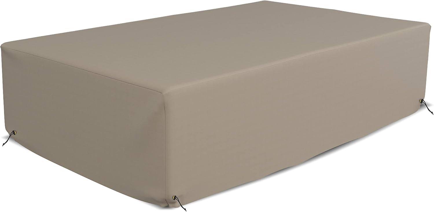Covers & All Patio Sectional Sofa Set Cover 160 GSM PVC Emboss Fabric Outdoor Furniture Table and Chair Set Cover with Drawstring for Snug Fit (83''W x 52" D x 29''H, Grey)