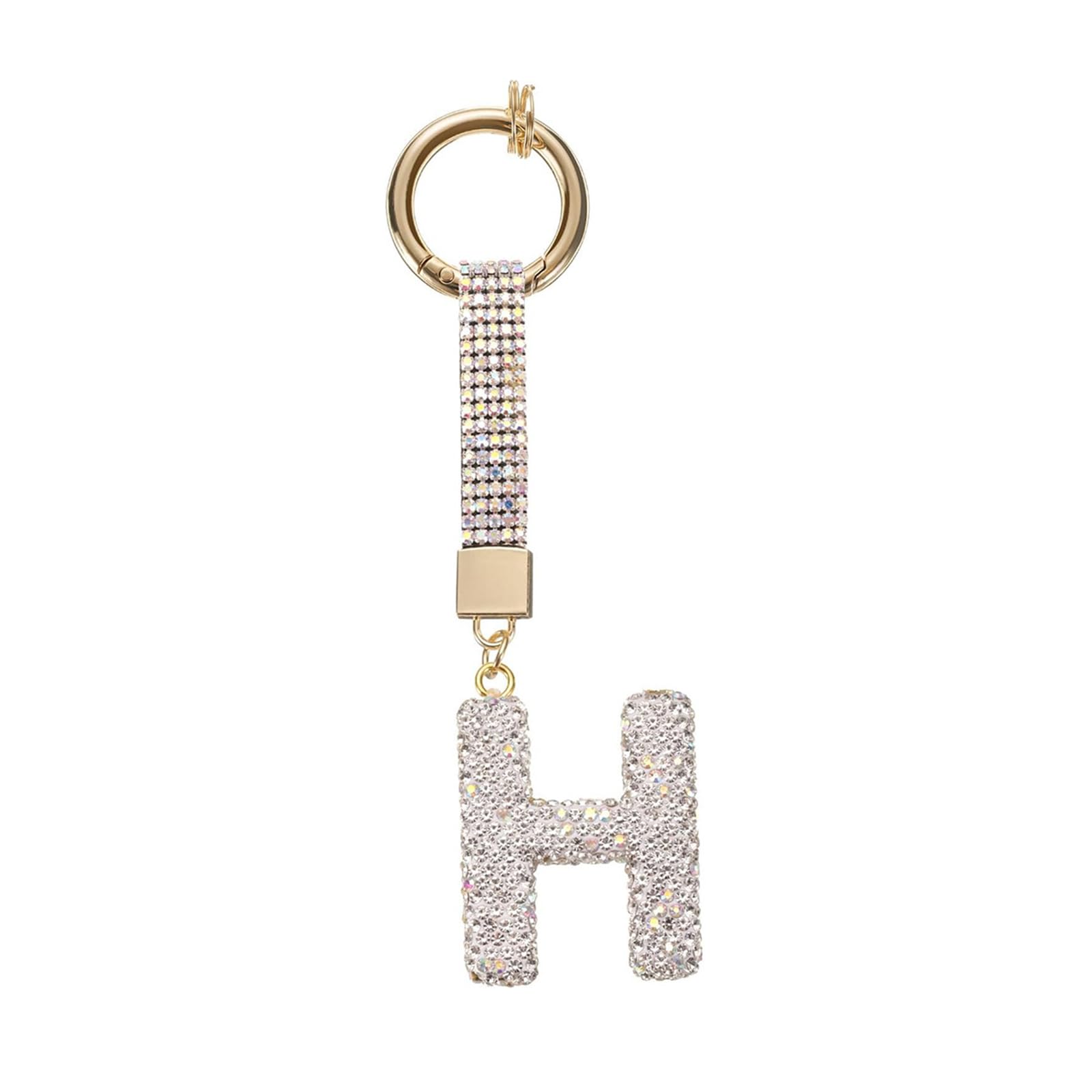 APGLSXY Glittering Initial Charm Keyring Premium Alloy Pendant Individualized Bag Decoration Keyrings Pendant for Adults Rhinestones Letter Keychain
