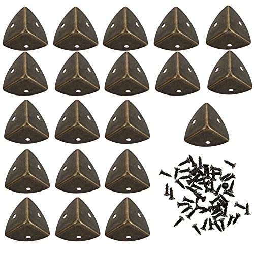 VILLCASE 20 Piezas de Protectores de Esquina de Caja Vintage con 3Cm de Tornillo Caja de Metal Caja de Gabinete Protectores de Esquina Protectores para Mesa Maleta Maletero de Gabinete