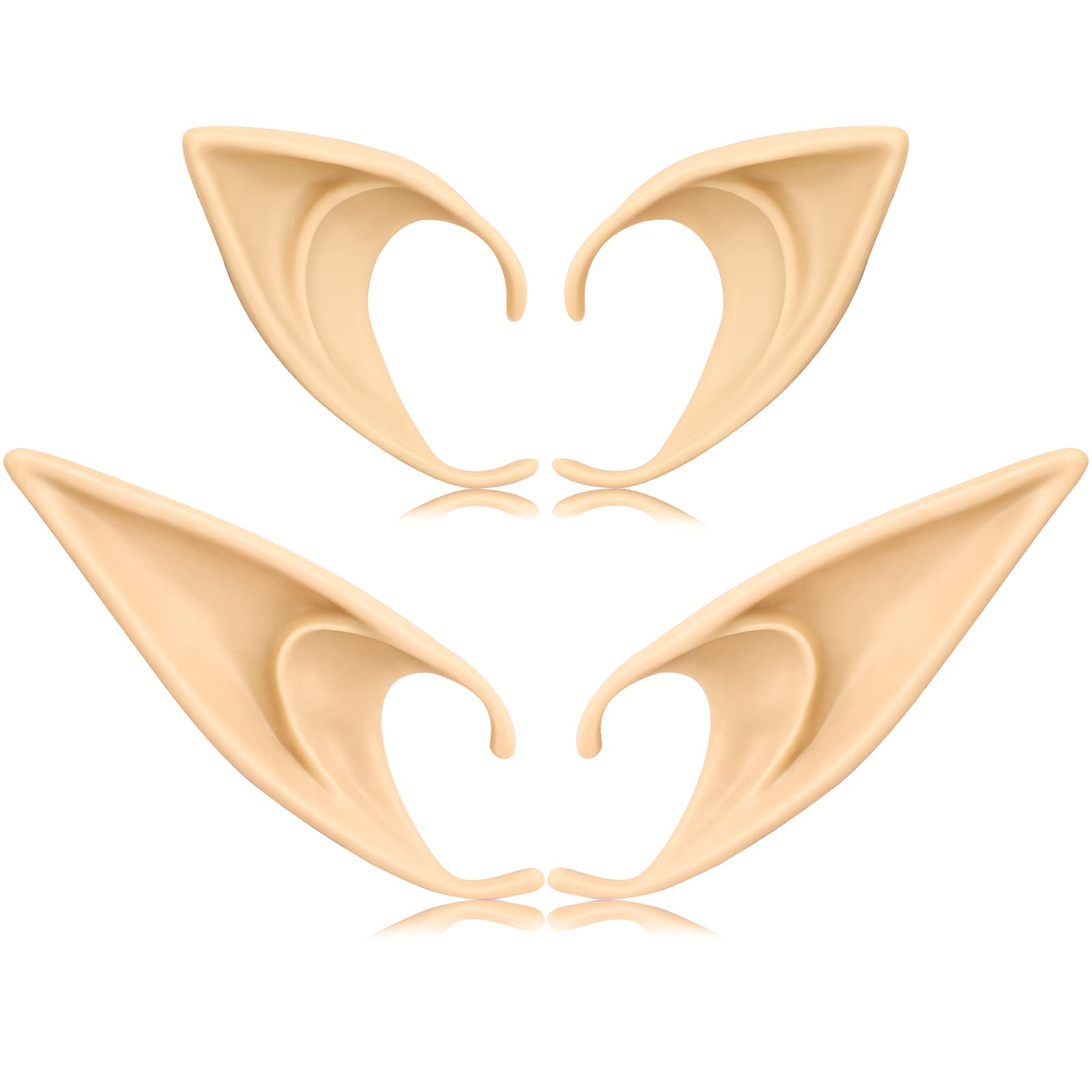 2 Pairs Elf Ears, Medium and Long Style Cosplay Fairy Pixie Elf Ears, Anime Party Dress Up Costume Masquerade Accessories for Halloween Vampire Fairy Ears