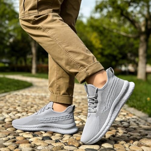 Image of DLWKIPV Running Shoes for Men Casual Slip on Tennis Walking Sneakers Lightweight Breathable Mesh Fashion Gym Athletic Sports Workout Non Slip Trainers