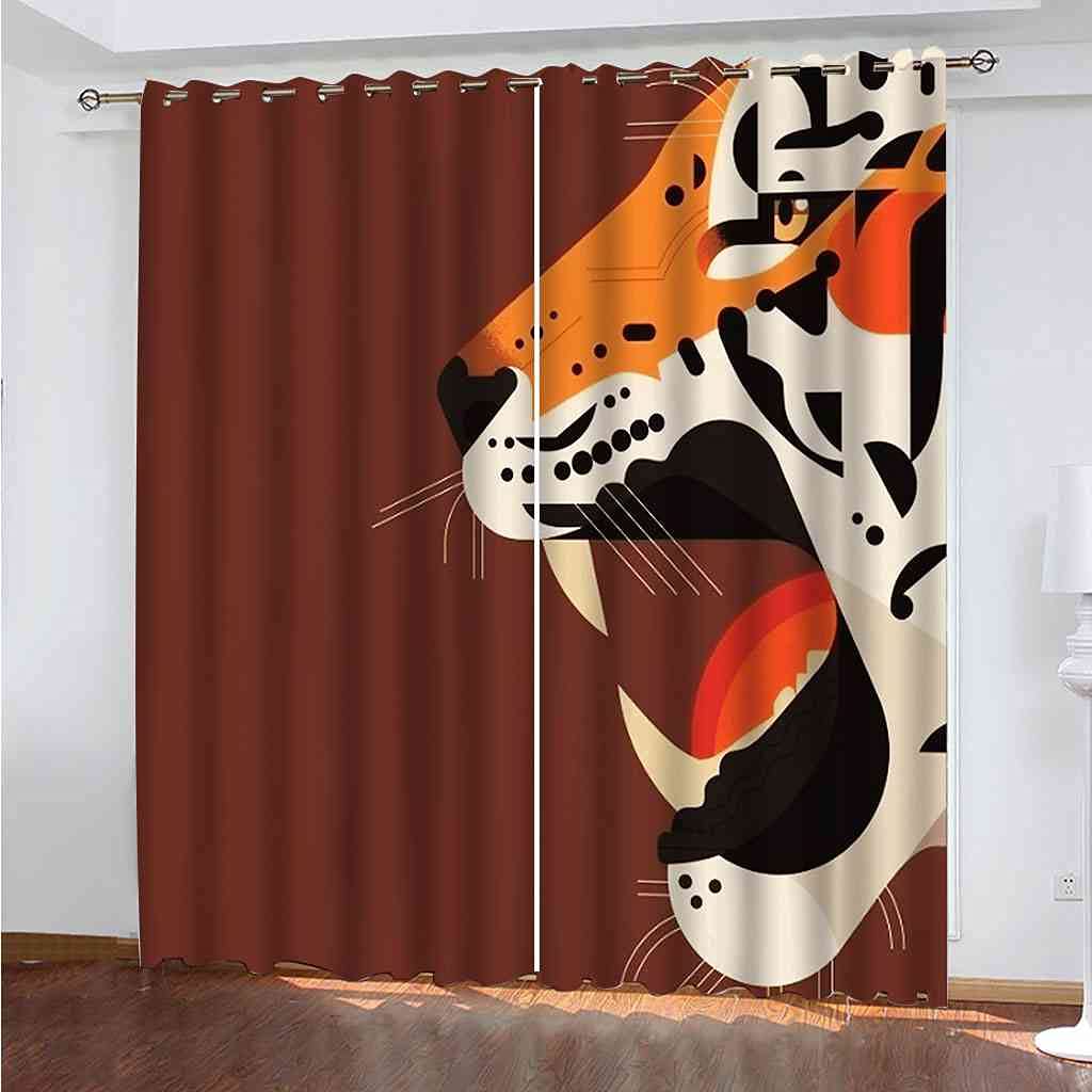 Rideaux de fenêtre occultants salon moderne motif tigre animal 3D thermique 200x214