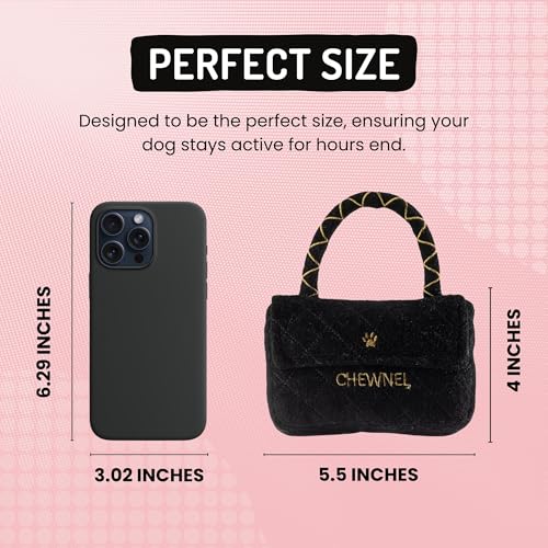 Dog Diggin Designs Chewnel Classique Plush Dog Toy Purse | Luxury-Inspired Parody Designer Handbag with Squeaker, Soft Plush Fashion Dog Toy – Haute Couture Purses & Handbags - Image 6