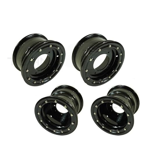 Raptor 700 660 350 250 125 ATV Set of 4 Beadlock Wheels Rims - Rear 9x8 3+5 Front 10x5 3+2 Black/Black