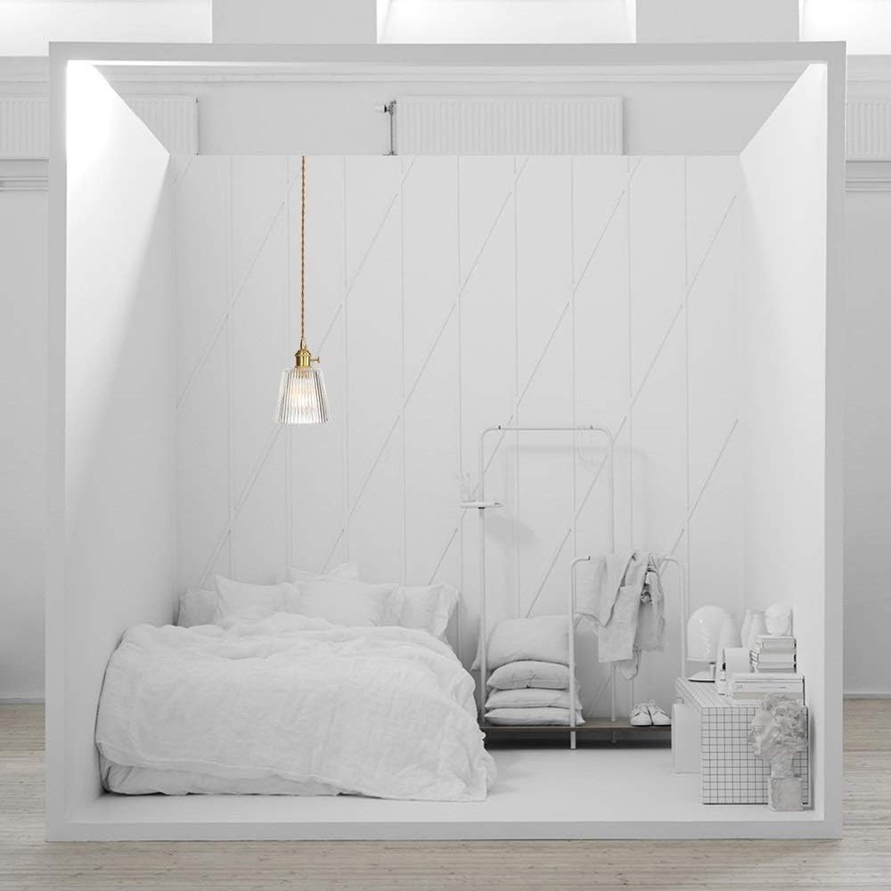 Vintage Stripes Glass Switch Lights Loft Style Copper Lamp for Bar Restaurant Room Hanglamp Suspension Luminaire E27 Edison Flush Mount Light