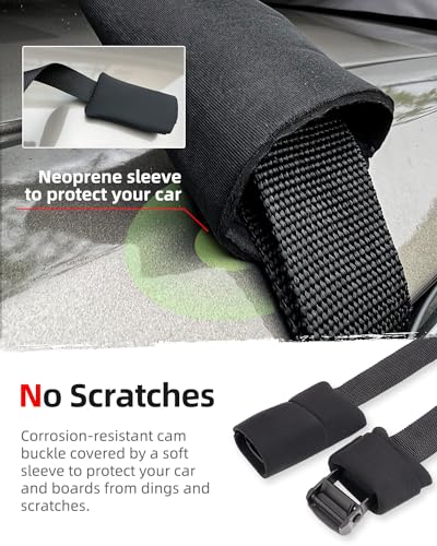 Image of Abahub Soft Roof Rack Pads System for Surfboard, Kayak, Canoe 32 Inch | Car Roof Rack Pads Use with Cross Bar, with 2 Tie Down Straps, 2 Tie Down Ropes, 2 Hood Loops and Storage Bag