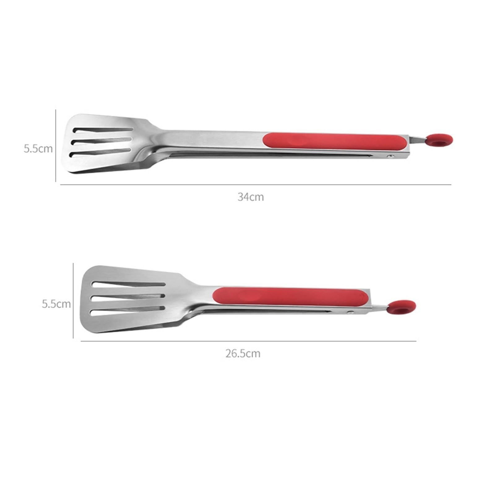 Pinze da cucina, Pinza for griglia con manico in silicone in acciaio inossidabile nero rosso 26-34 cm(Rosso,26cm)