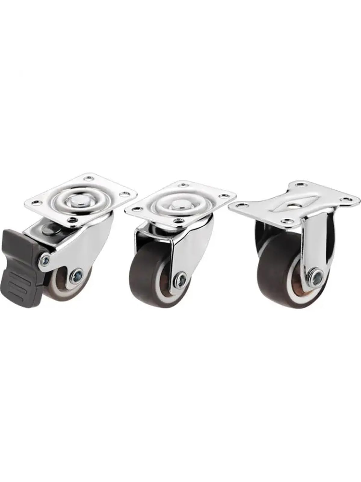 4 Pcs/Lot 1/1.25/1.5/2-inch Silent Wheel Universal Soft Rubber Directional Mini Furniture with Brake Steering Caster(2-Inch-A)