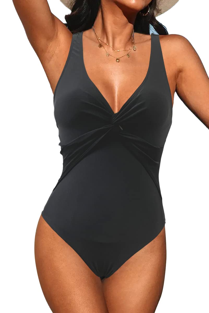 JFAN Bañadores Mujer Trajes de una Pieza para Mujer con Escote en V Bandeau Backless Strapless Push Up Retro para Mujer