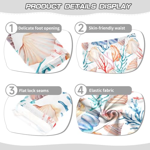 ALAZA Girls' Leggings Children's Yoga Pants Skinny Printed Dance Watercolor Shell Coral Comfortable 4T2