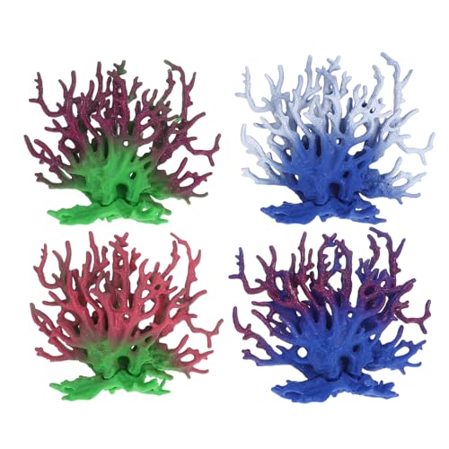 Mipcase 4pcs Realistic Aquarium Coral Decoration: Artificial Fish Tank Coral Aquatic Accessories - Fake Plants for Aquatic Landscaping Backdrop