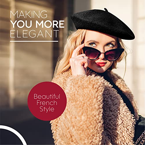 French Wool Beret Hat - Classic Stretchable - One Size Fits Most - Solid Color - Stylish Chic Parisian2