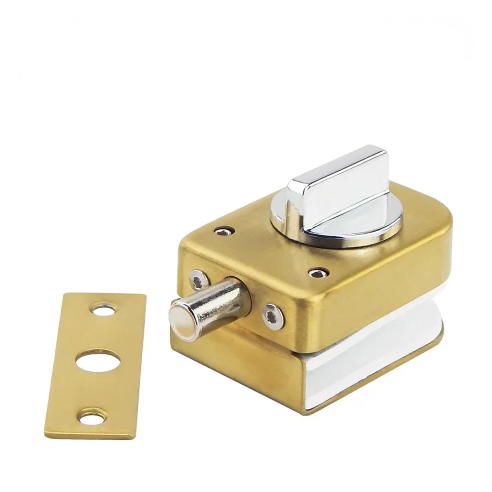 Cerradura Para Puerta De Vidrio Cerradura de vidrio templado sin marco for oficina, pestillo perilla puerta corredera, agujeros, for 8-12mm espesor, acero inoxidable(Brushed Silver-B)