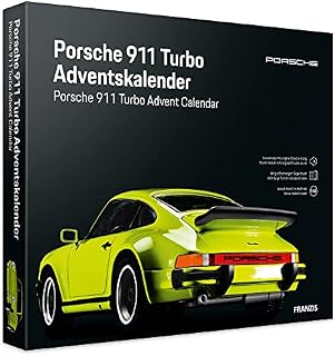 Franzis 55109 - Porsche 911 Turbo Advent Calendar 2021 Light Green - Porsche 911 Turbo in 24 Steps, Under the Christmas Tree, Vehicle Kit 1:43, Integrated Sound Module, Recommended from 14 Years