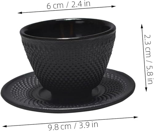 Miniatura 2 de Veemoon Tazas de té de hierro fundido, juego de tazas de té japonesas con platillo, diseño vintage para el hogar, oficina, restaurante