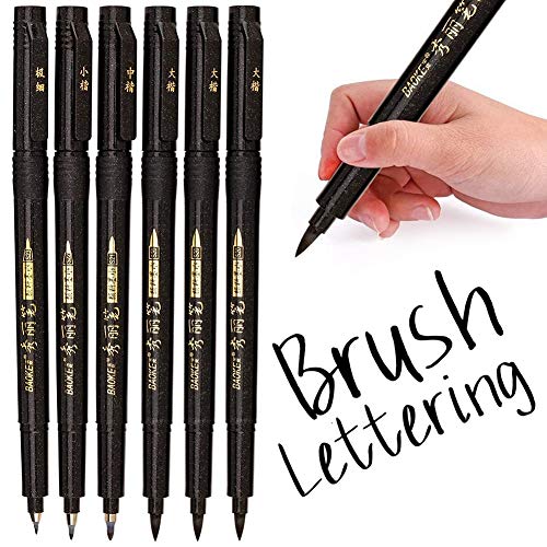 PANDAFLY-Hand-Lettering-Pens-Calligraphy-Brush-Pens-Art-Markers-Black-Ink-Refillable-4-Size6-Pack-for-Beginners-Writing-Sketching-Drawing-Watercolor-Illustration-Scrapbooking