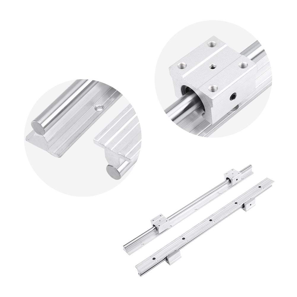 CNC Linear Way Rail Kit Set - 2pcs Fully Support SBR 12-500mm 12mm Ball Bearing Linear Slide Rail Shaft + 4pcs SBR12UU Blockbearing