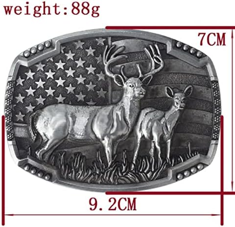 Boucle De Ceinture Tête De Cerf – Alliage Zinc, Drapeau Américain, Style Viking/cowboy, 9,2x7 Cm