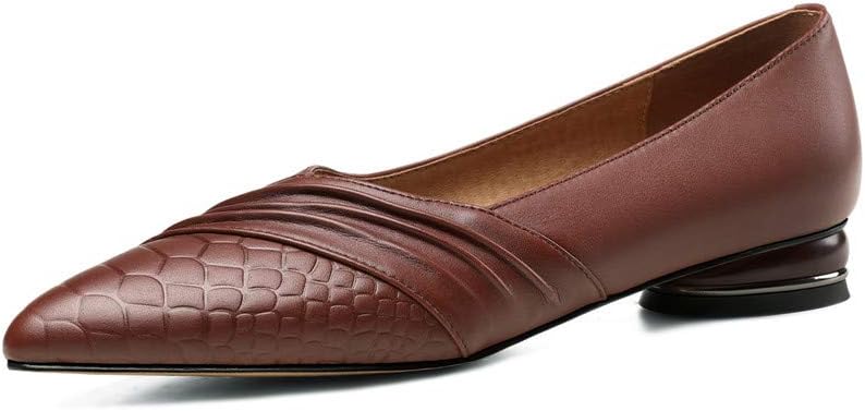 TinaCus Women's Genuine Leather Handmade Pointed Toe Slip On Retro Flat Shoes