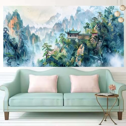 Strass Cristal Point de Croix T879 Grand Format Anti-Stress Diamond Painting Adulte Montagne