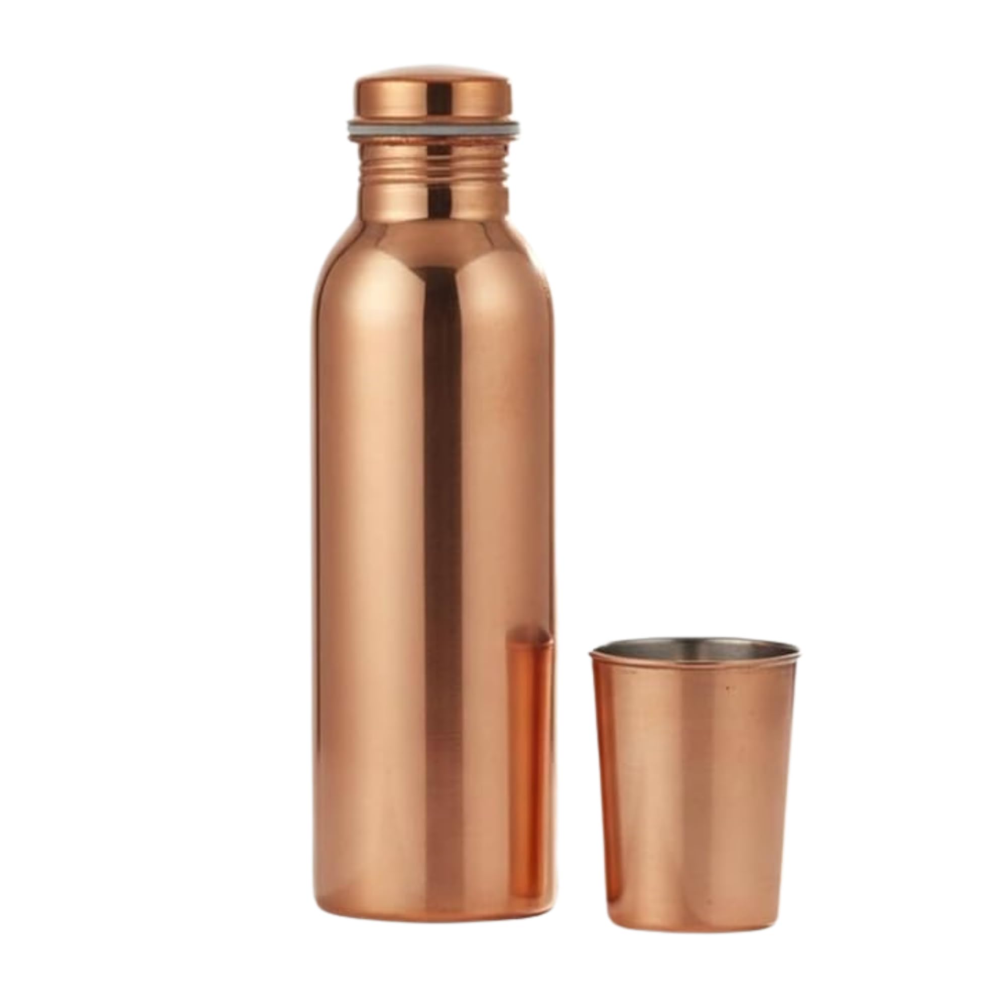 Shyamvun Natural Pure Copper Water Bottle 1 Liter / 34 Oz Extra Large With 1 Copper Glass - Ayurvedic Copper Vessel For Drinking Water