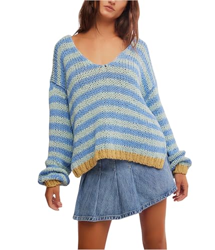 (取寄) フリーピープル レディース ポートランド プルオーバー Free People women Portland Pullover Blue Lake Combo Free People Women's Portland Pullover, Blue Lake Combo at Amazon
