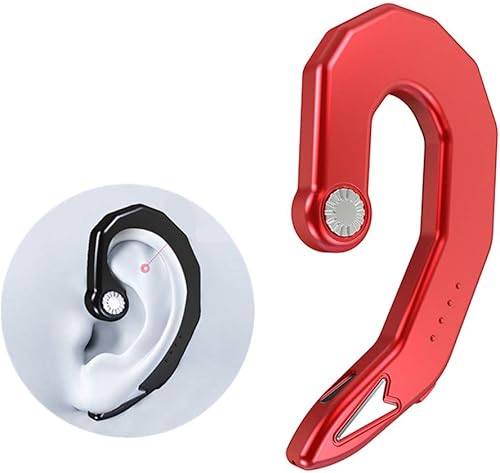Bluetooth singolo cuffia  Allskid senza fili Non In-Ear New Tech Conduzione ossea Microfono Car-guida singolo cuffia Single Headset Headphone  Rosso 