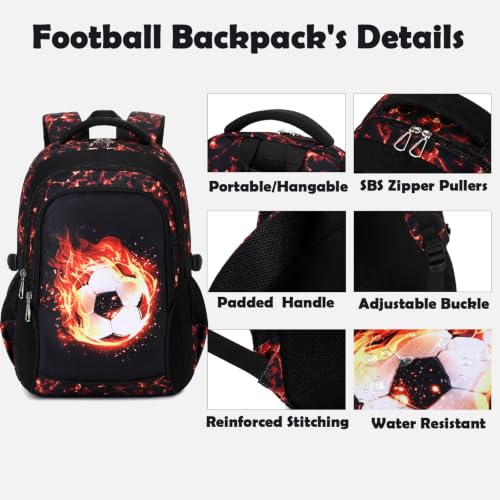 Kimwadalh Soccer Backpack for Boys 8-14, 17" School Bookbag for Primary - image 4