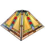 Capulina Tiffany Lamp Shade 12 Inches Wide Accessories Replacement Firecracker Style Stained Glass Lampshade for Table Lamp