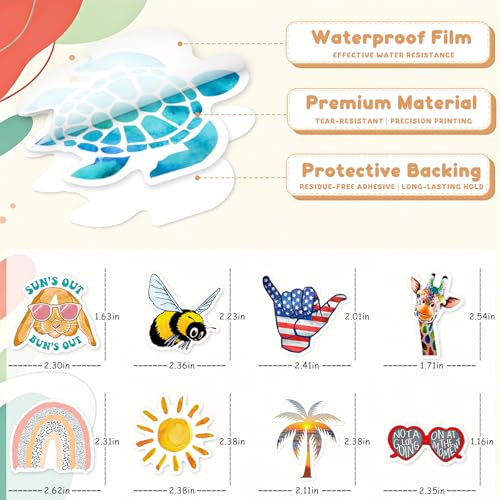 Image of Water Bottle Stickers 200 Pcs Cute Aesthetic Sticker Pack, Waterproof Vinyl Stickers for Water Bottles, Laptop, Scrapbook, Journal, Luggage, Tumbler, Skateboard, Guitar, Notebook, Tablet, Bike, etc