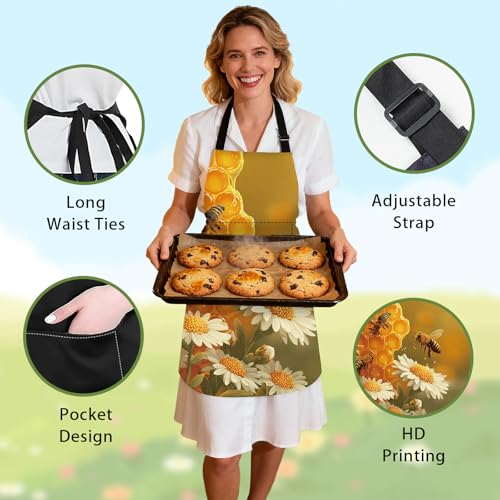 Image of Nuxovilar Decorative Kitchen Apron, 26.77x30.70 Inch Polyester Cooking Wearable Cover