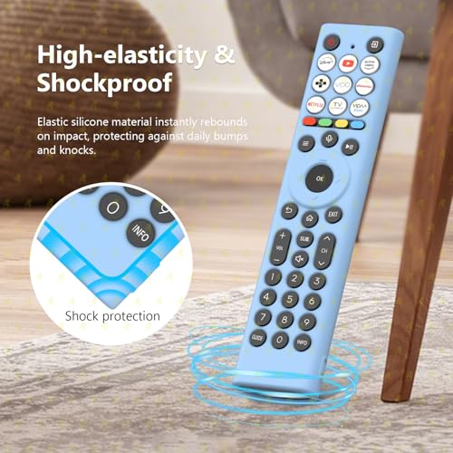 Image of RAYA Silicone Cover Compatible with 2026 Hisense TV Remote E7Q / E75Q / U7Q / A4Q / A6Q / A7Q / Q6Q Model TV Remote Protection Case (Blue)