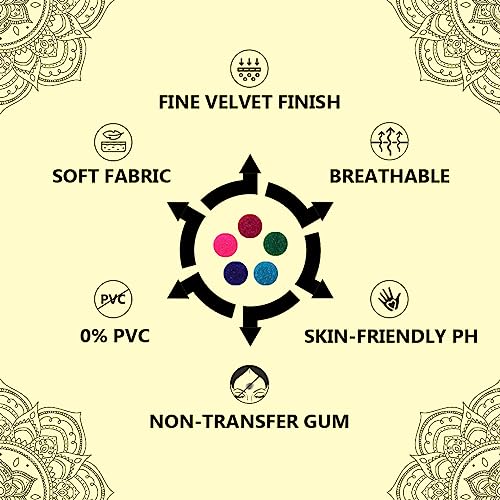 Eyetex Poornima Kumkum Spot Multicolour (P5-05 mm, Set 1) Pack of 15 flaps, Skin-friendly, soft non-woven fabric - Image 4